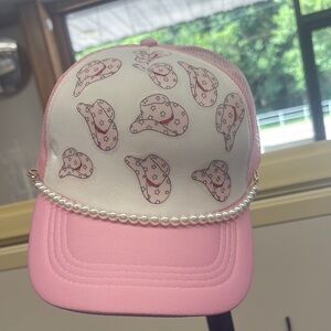 Pink cow girl trucker hat